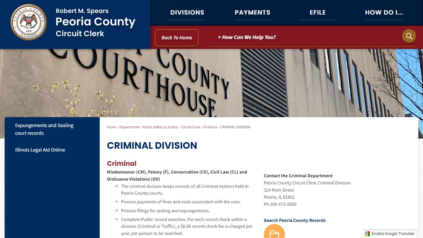 CRIMINAL DIVISION | Peoria County, IL